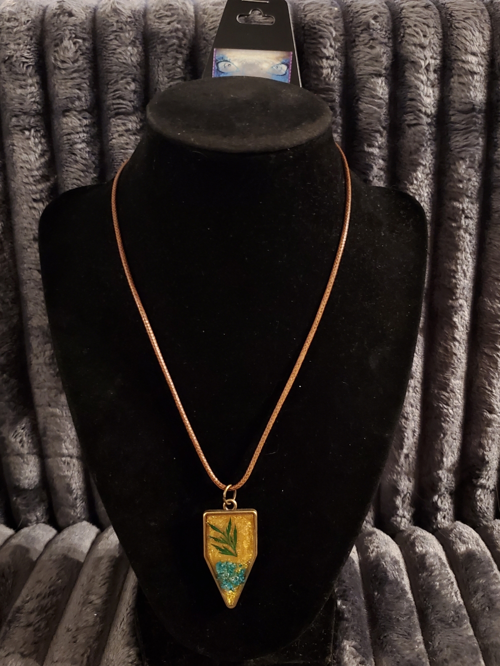 Handcrafted Gold-Tone Pendant Necklace with Turquoise Accent